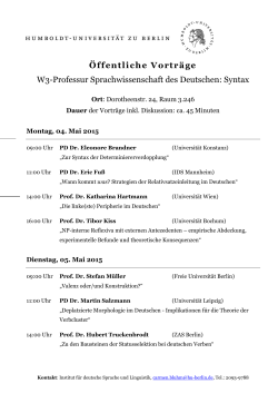 Öffentliche Vorträge W3-Professur Sprachwissenschaft des Deutschen