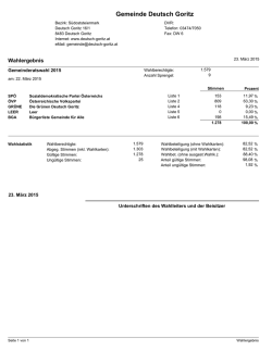 Wahlergebnis - Gemeinde Deutsch Goritz
