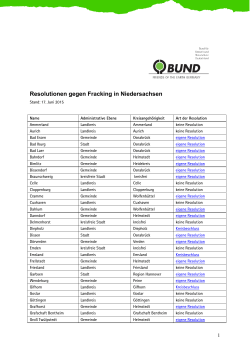 Resolutionen gegen Fracking in Niedersachsen herunterladen