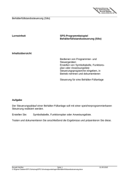 Beh&auml;lterf&uuml;llstandssteuerung (Silo) Lerneinheit