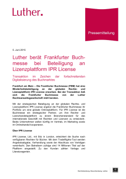 Luther berät Frankfurter Buch- messe bei Beteiligung an