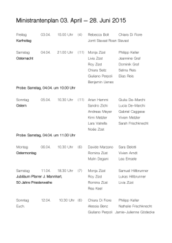 Ministrantenplan 03. April – 28. Juni 2015