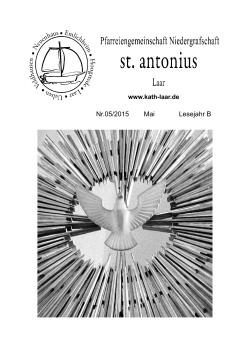 Dienstag 19. Mai 2015 19.00 Uhr Abendmesse - kath