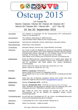 Einladung zum Ostcup 2015 am 19. und 20
