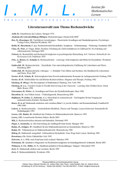 Institut f&uuml;r Mathematisches Lernen Literaturauswahl zum Thema