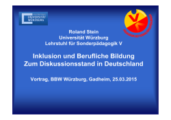 Inklusion und Berufliche Bildung Zum Diskussionsstand in