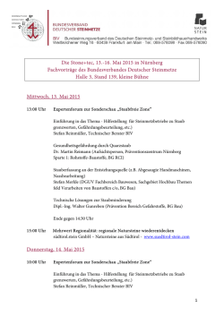 Die Stone+tec, 13.-16. Mai 2015 in N&uuml;rnberg Fachvortr&auml;ge des