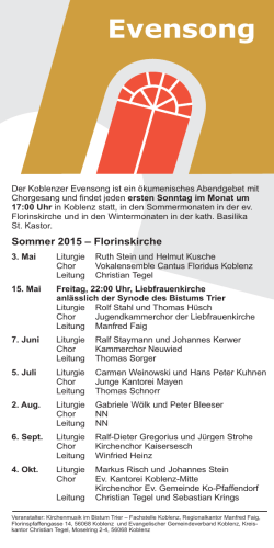Evensong Flyer.cdr - Evangelischer Gemeindeverband Koblenz