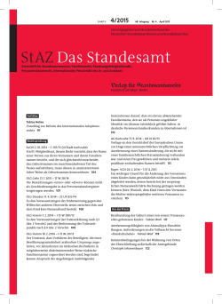 Inhaltsverzeichnis StAZ 4/2015