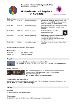 Gottesdienste und Angebote im April 2015