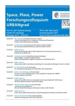 Space, Place, Power Forschungscolloquium URBANgrad