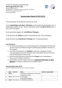 Norwegisch B (41135) Seminarplan (Stand 20.04.2015)