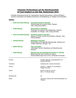 Intensive Vorbereitung auf die Abschlussarbeit im Fach Englisch an