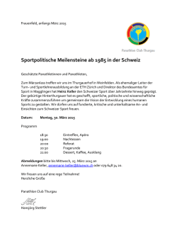 Sportpolitische Meilensteine ab 1985 in der Schweiz