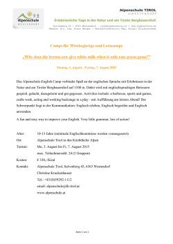 Informationsblatt English Camp