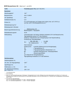 BHW Bausparkasse AG &ndash; Stand vom 1. Juni 2015 Tarife