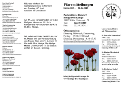 Pfarrmitteilungen 6.6.-21.6.