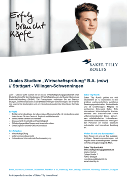 Duales Studium &bdquo;Wirtschaftspr&uuml;fung&ldquo; B.A. (m/w