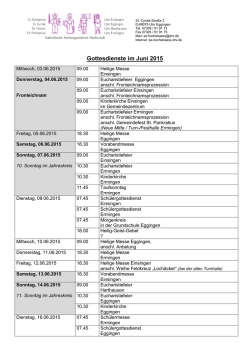 Gottesdienste im Juni 2015