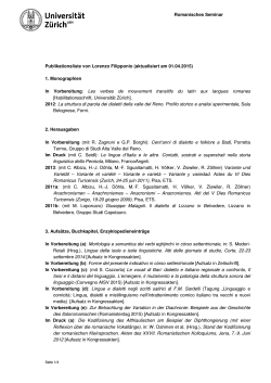 Romanisches Seminar Publikationsliste von Lorenzo Filipponio