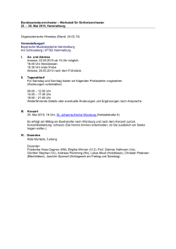 26. Mai 2015, Hammelburg Organisatorische Hinweise (Stand: 2