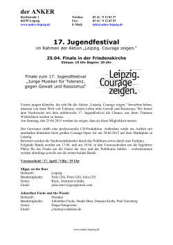 Pressemitteilung zum Jugendfestival 2015 (Termine und Bands)