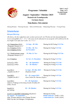 Programm / Schedule Juni / Juli / August 2015