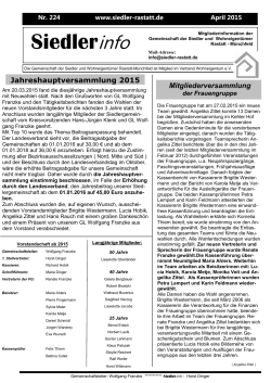 Bericht im Siedlerinfo - Siedlergemeinschaft Rastatt