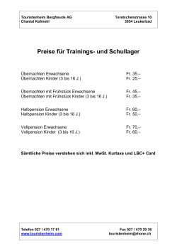 PDF Preislite - Touristenheim Bergfreude Leukerbad