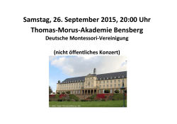 Samstag, 26. September 2015, 20:00 Uhr Thomas-Morus