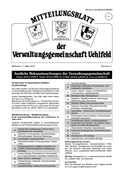 Mitteilungsblatt 2015 - Verwaltungsgemeinschaft Uehlfeld