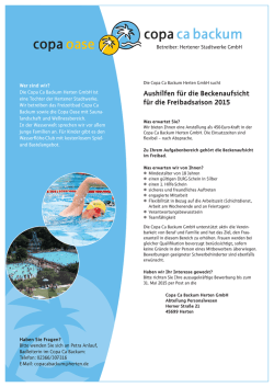 Aushilfen für die Beckenaufsicht für die Freibadsaison 2015