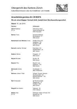 Anwaltsliste gemäss Art. 28 BGFA