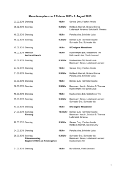 Messdienerplan vom 2.Februar 2015 - 9. August - Kirche