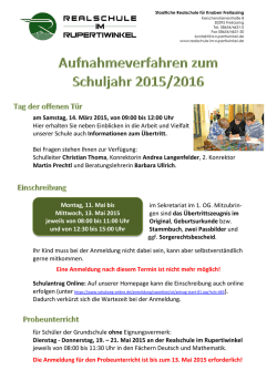 Infos zum &Uuml;bertritt - Realschule im Rupertiwinkel