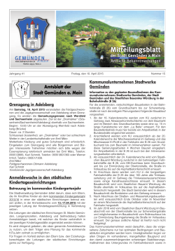 Mitteilungsblatt Nr. 15 vom 10.04.2015