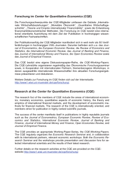 Forschung im Center for Quantitative Economics (CQE) Research at