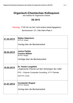 Organisch-Chemisches Kolloquium - Institut f&uuml;r Organische Chemie