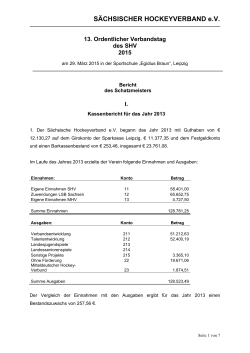 Bericht Schatzmeister - Deutscher Hockey Bund e.V.