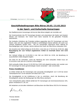 Geschäftsbedingungen Bike Börse 20.03./21.03.2015 in der Sport