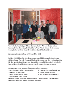 Jahreshauptversammlung mit Neuwahlen 2015