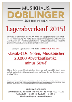 Lagerabverkauf 2015! - Musikhaus Doblinger