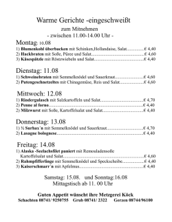 Warme Gerichte -eingeschweißt - Gasthof, Metzgerei Köck in Gerzen