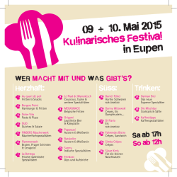 09 + 10. Mai 2015 Kulinarisches Festival in Eupen