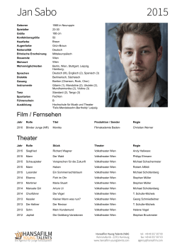 Jan Sabo 2015 - Hansafilm Young Talents