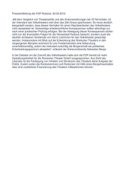 Pressemitteilung der FDP Rostock, 30.03.2015 „Mit
