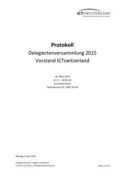Protokoll Delegiertenversammlung ICTswitzerland vom 26. März 2015