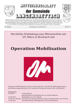 Operation Mobilisation - Gemeinde Langenbrettach