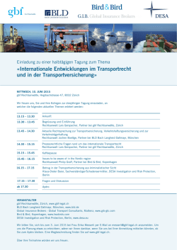 «Internationale Entwicklungen im Transportrecht und in der