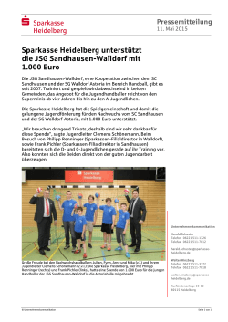 Sparkasse Heidelberg unterstützt die JSG Sandhausen
